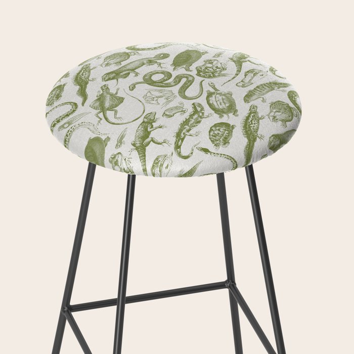 Reptiles and Amphibians Vintage Chic Monochromatic Pattern  Stool Gallery Image 2