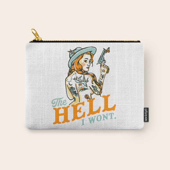 The Hell I Won't: Tattoo Redhead With A Revolver Carry All Pouch Gallery Image 1