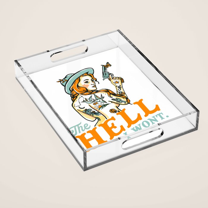 The Hell I Won't: Tattoo Redhead With A Revolver Acrylic Tray Gallery Image 1