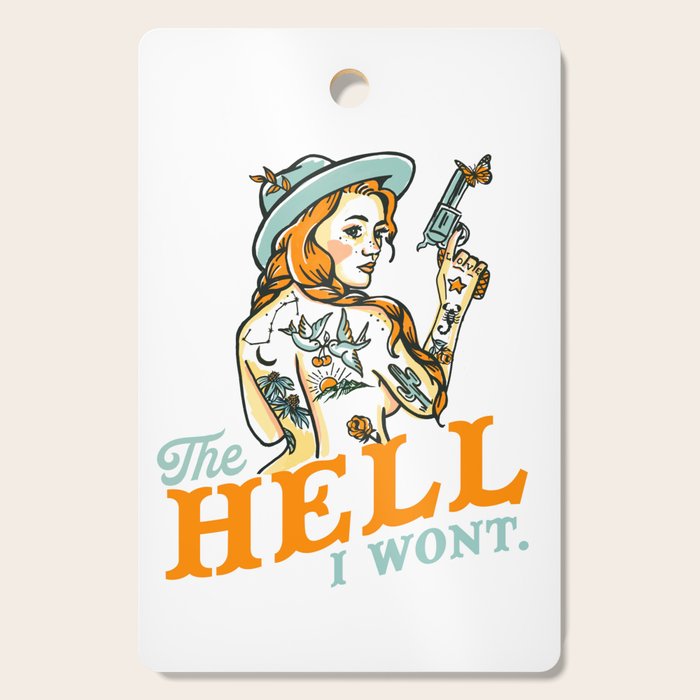 The Hell I Won't: Tattoo Redhead With A Revolver Cutting Board Gallery Image 1