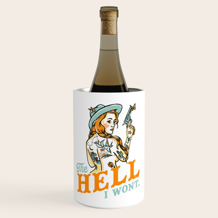 The Hell I Won't: Tattoo Redhead With A Revolver Wine Chiller Gallery Image 1