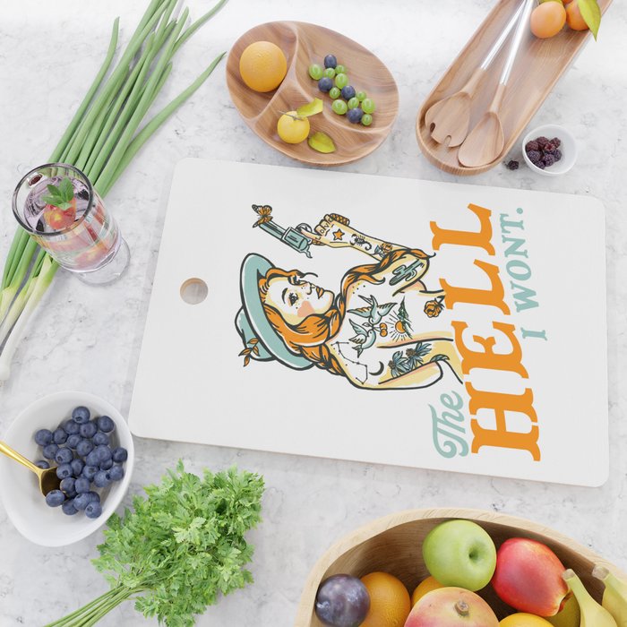 The Hell I Won't: Tattoo Redhead With A Revolver Cutting Board Gallery Image 2