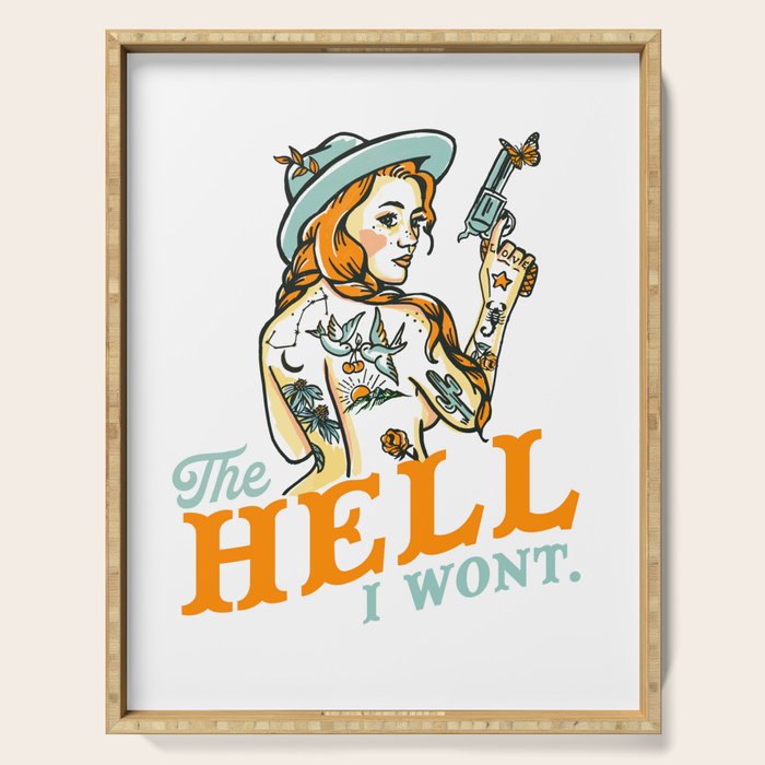 The Hell I Won't: Tattoo Redhead With A Revolver Serving Tray Gallery Image 1