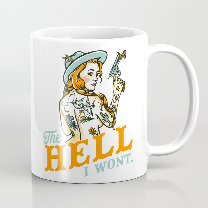 The Hell I Won't: Tattoo Redhead With A Revolver Coffee Mug Gallery Image 1