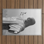 Christ the Redeemer, Rio de Janeiro, Brazil death defying dare devil black and white photography Outdoor Rug Gallery Image 1