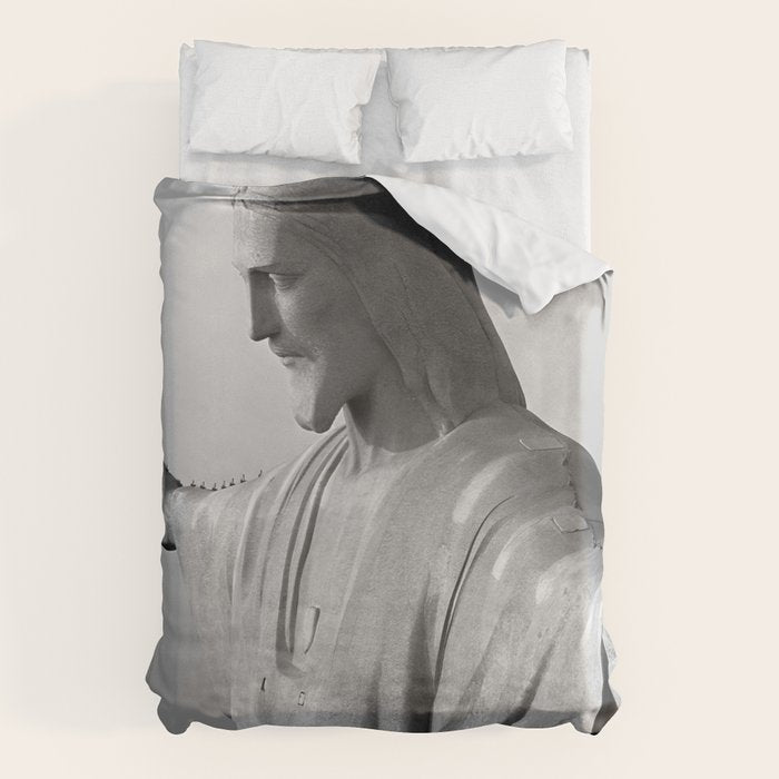 Christ the Redeemer, Rio de Janeiro, Brazil death defying dare devil black and white photography Duvet Cover Gallery Image 6