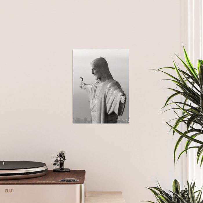 Christ the Redeemer, Rio de Janeiro, Brazil death defying dare devil black and white photography Poster Gallery Image 2