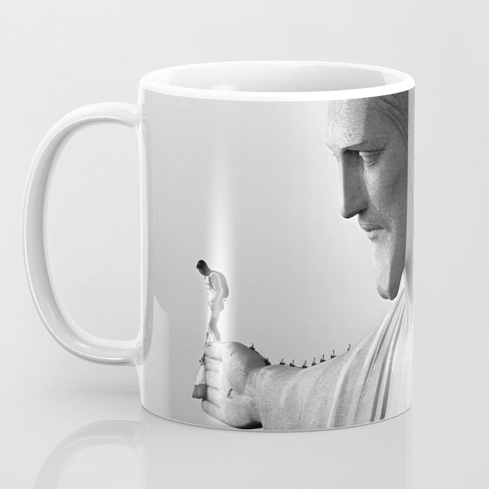 Christ the Redeemer, Rio de Janeiro, Brazil death defying dare devil black and white photography Coffee Mug Gallery Image 3