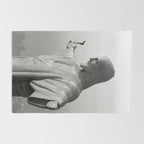 Christ the Redeemer, Rio de Janeiro, Brazil death defying dare devil black and white photography Rug Gallery Image 2