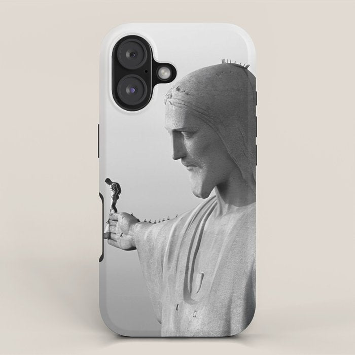 Christ the Redeemer, Rio de Janeiro, Brazil death defying dare devil black and white photography iPhone Case Gallery Image 1