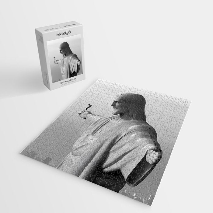 Christ the Redeemer, Rio de Janeiro, Brazil death defying dare devil black and white photography Jigsaw Puzzle Gallery Image 2