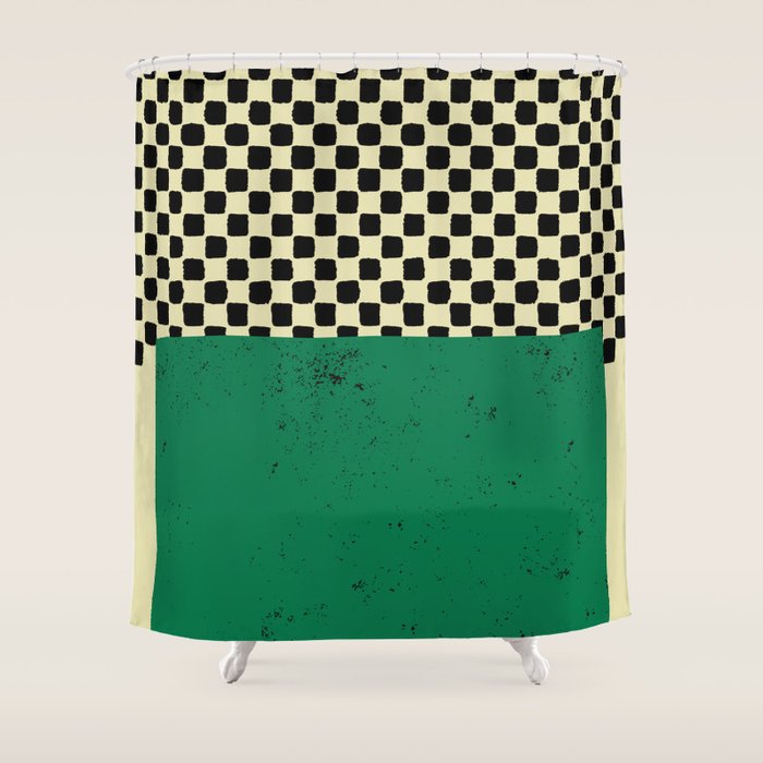 Green Colorblock Shower Curtain Gallery Image 1