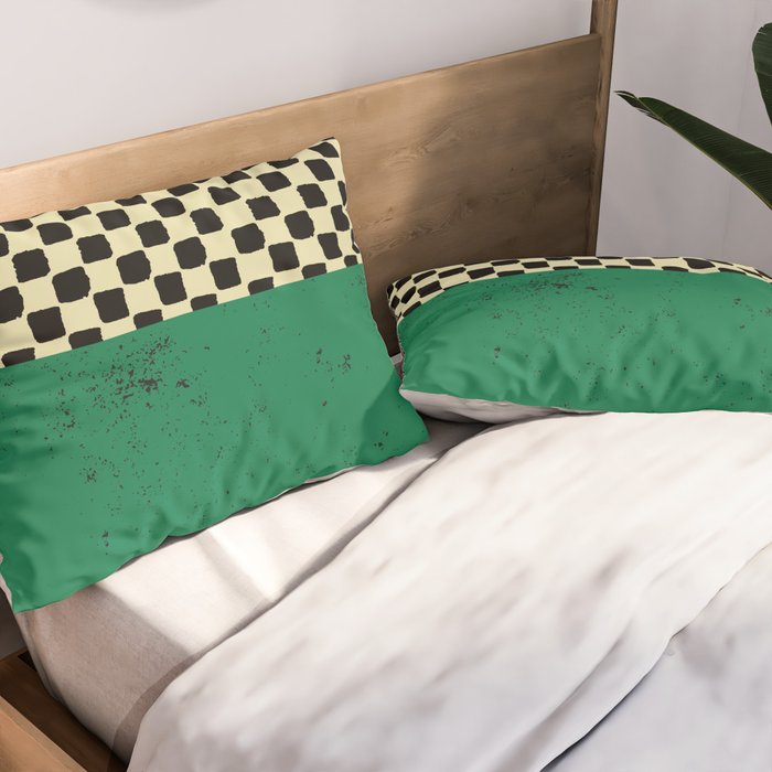 Green Colorblock Pillow Sham Gallery Image 2