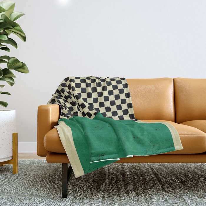 Green Colorblock Throw Blanket Gallery Image 1