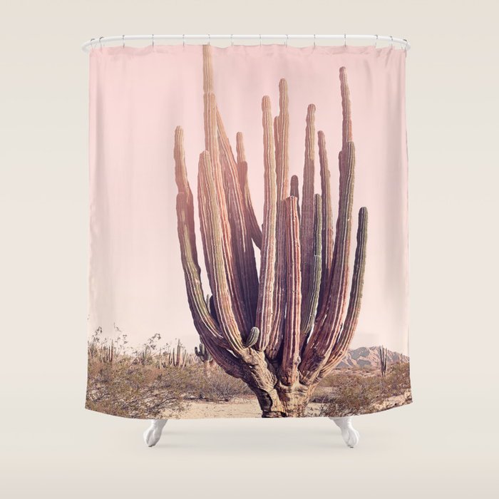 Blush Cactus Shower Curtain Gallery Image 1