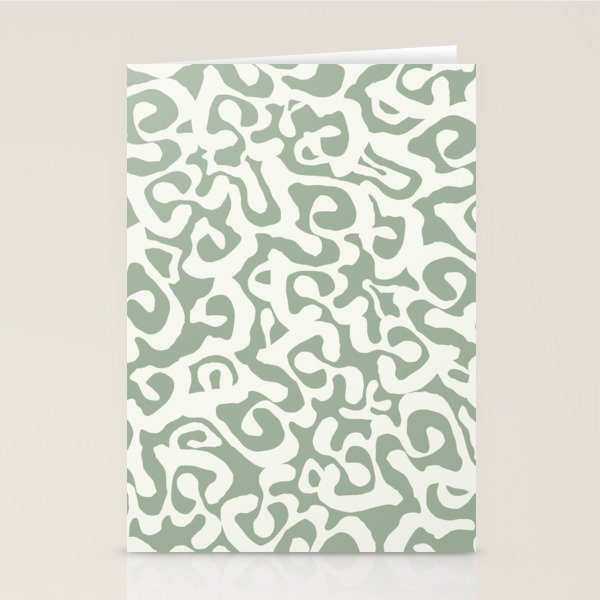 Sage Green and Off White Abstract Modern Scala Media Pattern Stationery Card Gallery Image 2