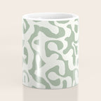 Sage Green and Off White Abstract Modern Scala Media Pattern Coffee Mug Gallery Image 4