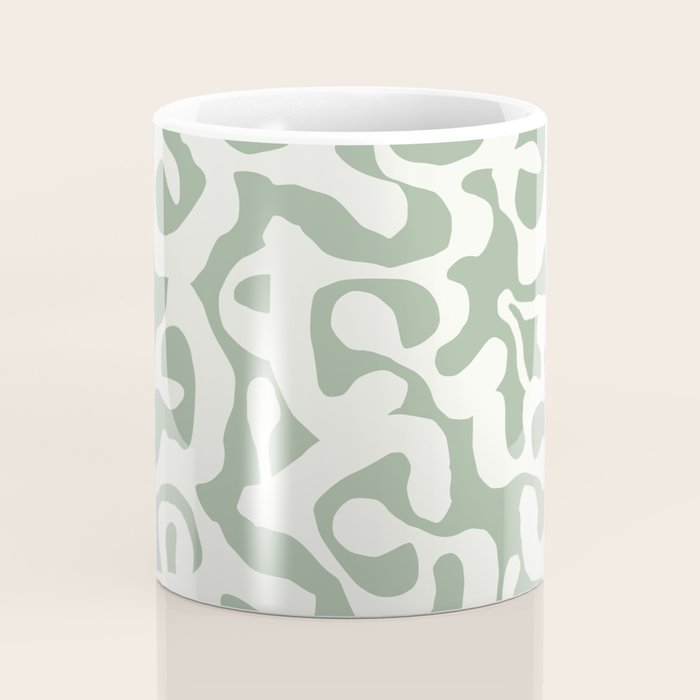 Sage Green and Off White Abstract Modern Scala Media Pattern Coffee Mug Gallery Image 4