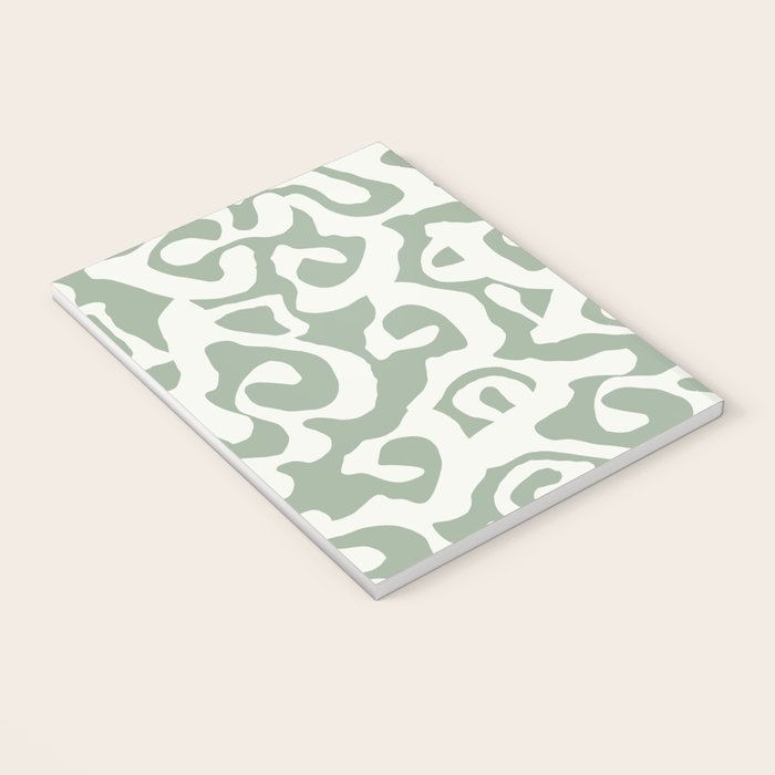 Sage Green and Off White Abstract Modern Scala Media Pattern Notebook Gallery Image 3