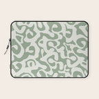 Sage Green and Off White Abstract Modern Scala Media Pattern Laptop Sleeve Gallery Image 1