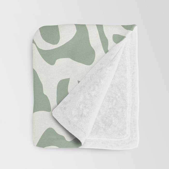 Sage Green and Off White Abstract Modern Scala Media Pattern Throw Blanket Gallery Image 3