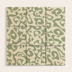 Sage Green and Off White Abstract Modern Scala Media Pattern Wood Wall Art Gallery Image 1
