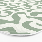 Sage Green and Off White Abstract Modern Scala Media Pattern Bath Mat Gallery Image 3