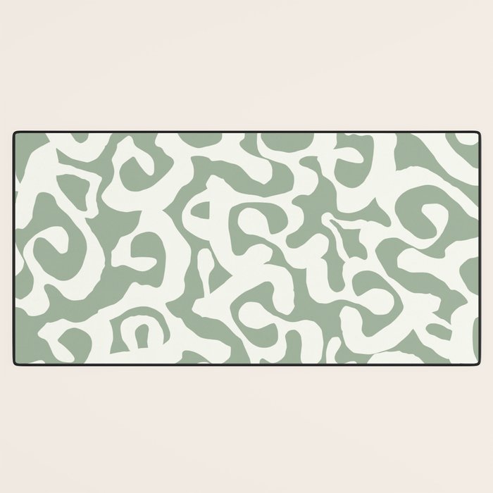 Sage Green and Off White Abstract Modern Scala Media Pattern Desk Mat Gallery Image 3