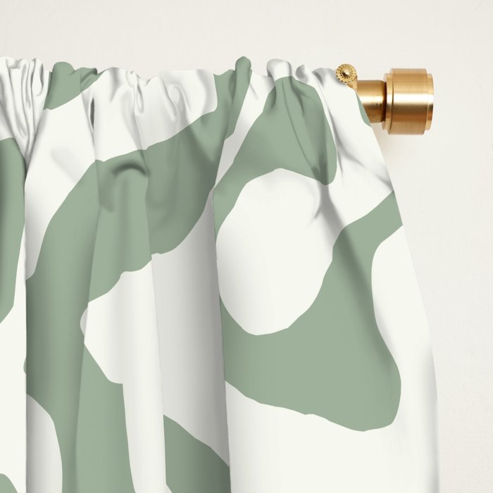 Sage Green and Off White Abstract Modern Scala Media Pattern Window Curtain Gallery Image 2