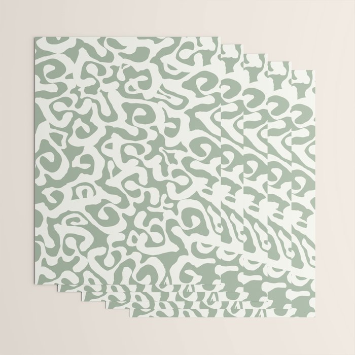Sage Green and Off White Abstract Modern Scala Media Pattern Wrapping Paper Gallery Image 3