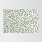 Sage Green and Off White Abstract Modern Scala Media Pattern Rug Gallery Image 2