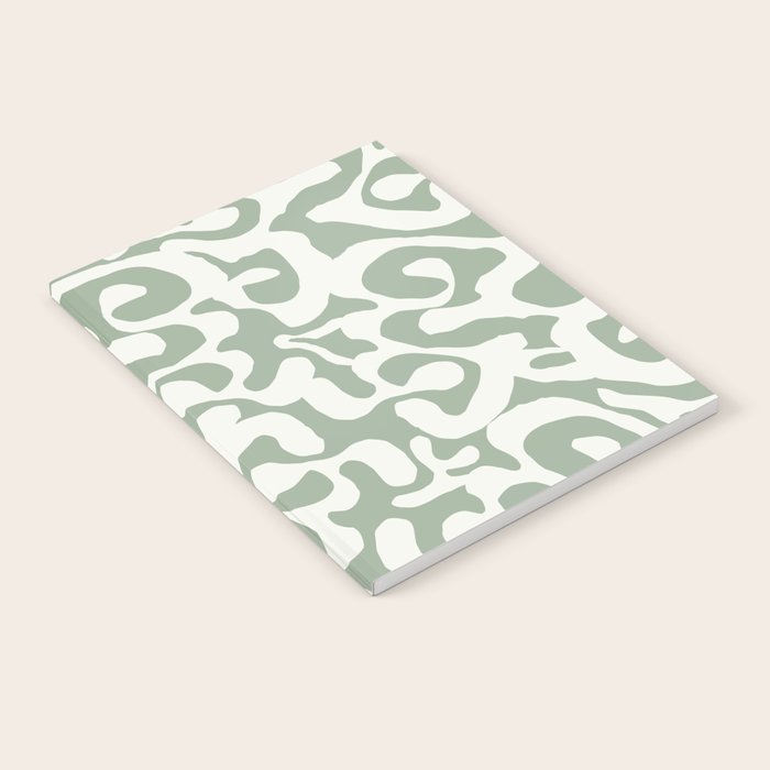 Sage Green and Off White Abstract Modern Scala Media Pattern Notebook Gallery Image 1