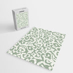 Sage Green and Off White Abstract Modern Scala Media Pattern Jigsaw Puzzle Gallery Image 2