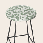 Sage Green and Off White Abstract Modern Scala Media Pattern Stool Gallery Image 2