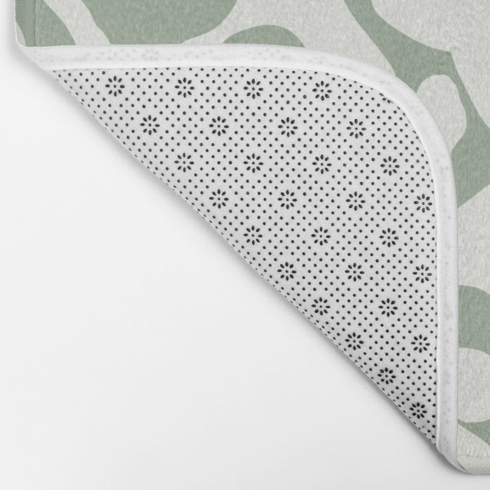 Sage Green and Off White Abstract Modern Scala Media Pattern Bath Mat Gallery Image 2