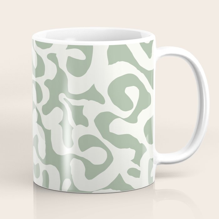 Sage Green and Off White Abstract Modern Scala Media Pattern Coffee Mug Gallery Image 1