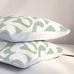 Sage Green and Off White Abstract Modern Scala Media Pattern Pillow Sham Gallery Image 3
