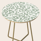 Sage Green and Off White Abstract Modern Scala Media Pattern Side Table Gallery Image 2