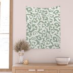 Sage Green and Off White Abstract Modern Scala Media Pattern Wall Tapestry Gallery Image 2
