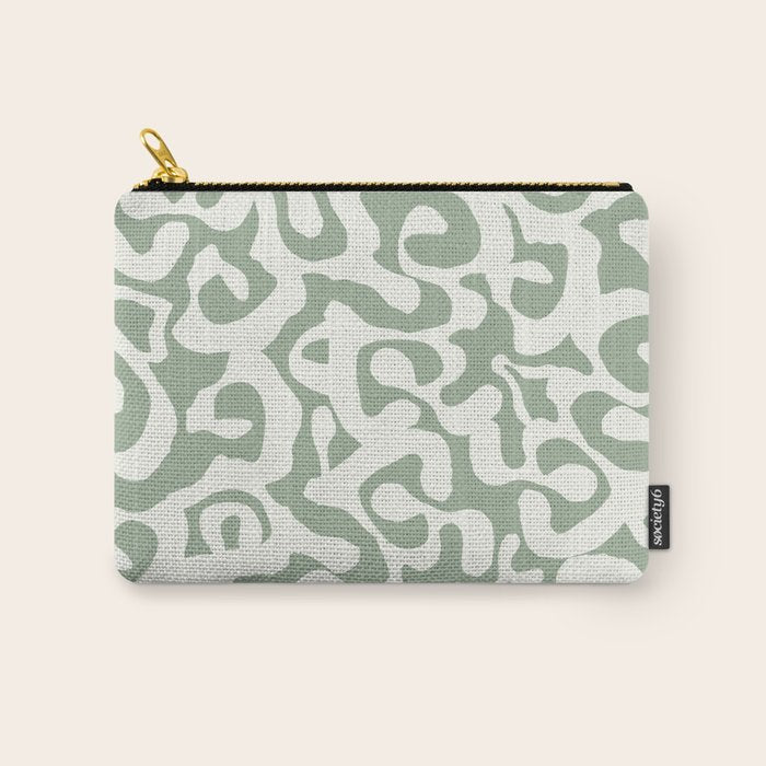 Sage Green and Off White Abstract Modern Scala Media Pattern Carry All Pouch Gallery Image 1