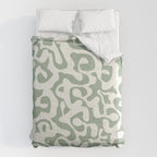 Sage Green and Off White Abstract Modern Scala Media Pattern Comforter Gallery Image 6