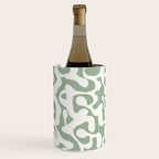 Sage Green and Off White Abstract Modern Scala Media Pattern Wine Chiller Gallery Image 1