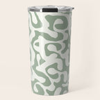 Sage Green and Off White Abstract Modern Scala Media Pattern Travel Mug Gallery Image 1