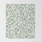 Sage Green and Off White Abstract Modern Scala Media Pattern Throw Blanket Gallery Image 2