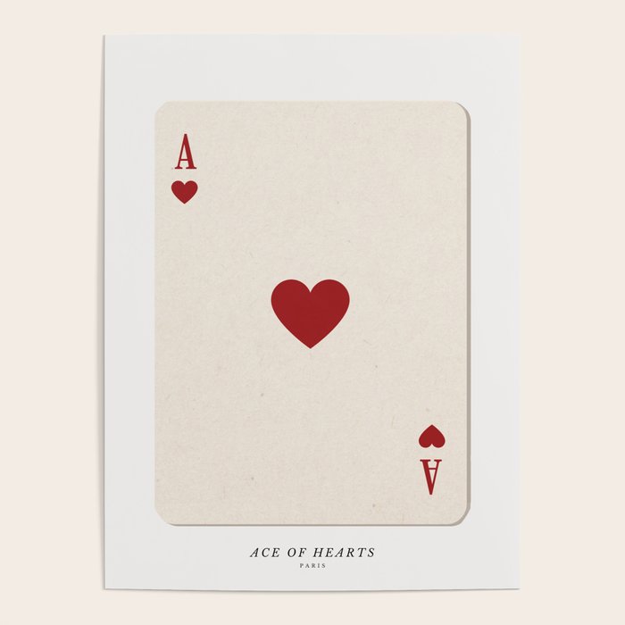 Ace of Hearts Playing Card Art Print Trendy Poster Gallery Image 1