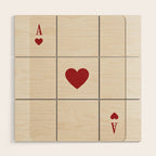 Ace of Hearts Playing Card Art Print Trendy Wood Wall Art Gallery Image 1