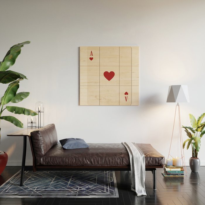 Ace of Hearts Playing Card Art Print Trendy Wood Wall Art Gallery Image 2