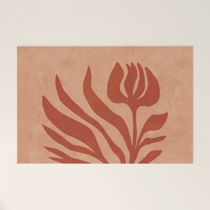 Maximalist wildflower in clay orange Welcome Mat Gallery Image 1