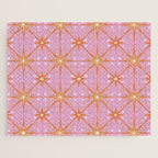 Elegant Gold Starburst on Pink Geometric Pattern Jigsaw Puzzle Gallery Image 1