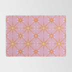 Elegant Gold Starburst on Pink Geometric Pattern Rug Gallery Image 2